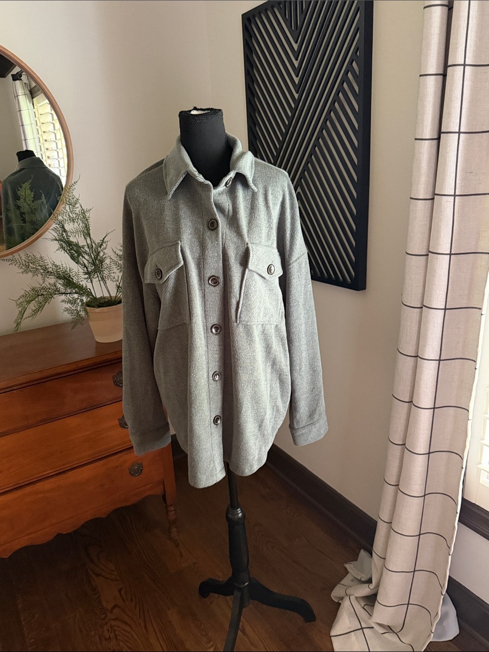 Ces Femme blue green Button-Front Utility shirt/ shacket medium